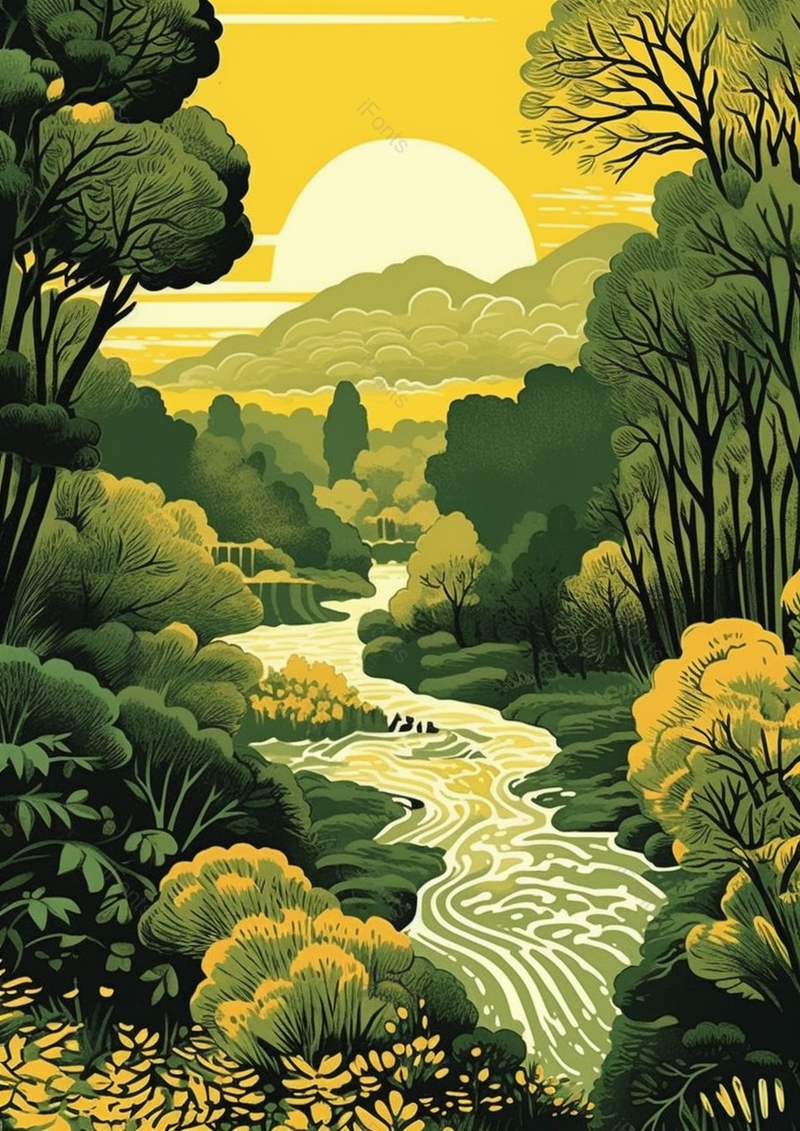 墨绿色自然风光户外秋天的风景背景插画手绘背景图,插画/手绘图,插画/手绘图库,插画/手绘图下载,插画/手绘